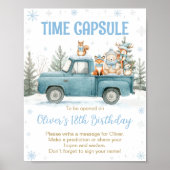 Winter-Wald-Geburtstags-Zeitkapsel-Schild Poster (Vorne)