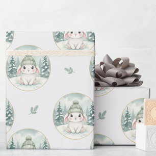Winter-Wald-Häschen-Baby-Party Geschenkpapier