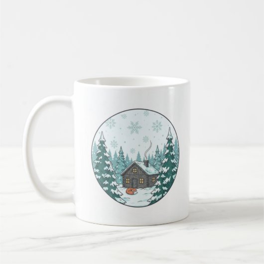 Winter-Wald-Keramikbecher (330ml) Kaffeetasse (Links)