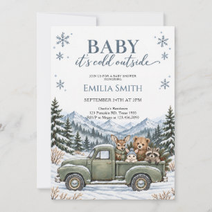 Winter-Wald-Lieferwagen-Baby-Party Einladung
