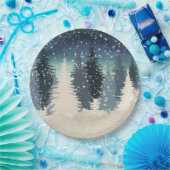 Winter-Wald ließ es schneien Pappteller (Party)