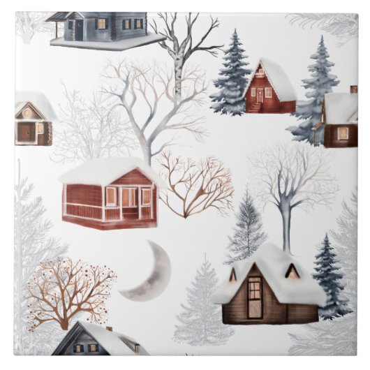 Winter-Wald-Muster Fliese (Vorderseite)