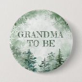 Winter Wald Oma zu Baby-Dusche Button (Vorderseite)