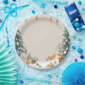 Winter-Wald-Papierteller – Schneeige Kiefern Pappteller (Party)