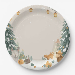 Winter-Wald-Papierteller – Schneeige Kiefern Pappteller