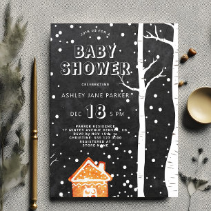 Winter-Wald-Schneeflocken-Baby-Dusche Einladung