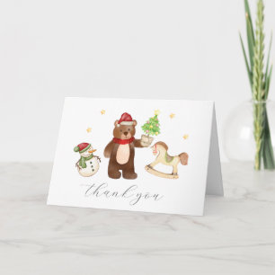 Winter-Wald-Teddybär-Schneemann-Baby-Party Dankeskarte