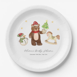 Winter-Wald-Teddybär-Schneemann-Baby-Party Pappteller