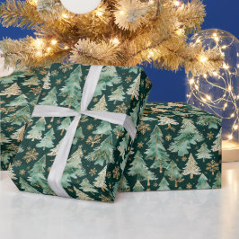 Winter-Wald-Verpackungspapier auf dunklem Hintergr Geschenkpapier