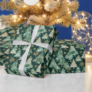 Winter-Wald-Verpackungspapier auf dunklem Hintergr Geschenkpapier