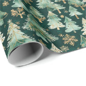 Winter-Wald-Verpackungspapier auf dunklem Hintergr Geschenkpapier (Rolleneckpunkt)