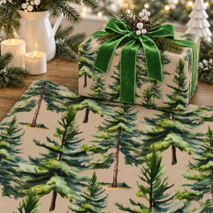 Winter-Wald-Wasserfarbe XL Fichtenwald Kraft Geschenkpapier