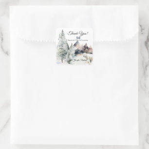 Winter-Wald-Wasserfarbsticker Quadratischer Aufkleber