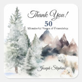 Winter-Wald-Wasserfarbsticker Quadratischer Aufkleber (Vorderseite)