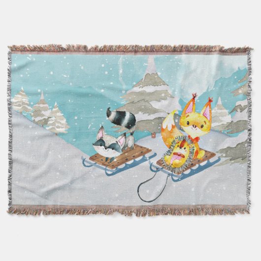 Winter-Waldfreunde - Fox Igel Illustration Decke (Vorderseite)