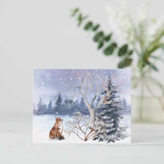 Winter-Waldfüchse Feiertagspostkarte (Stehend Vorderseite)