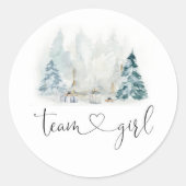 Winter-Waldgeschlecht enthüllt Teammädchenaufklebe Runder Aufkleber (Vorderseite)