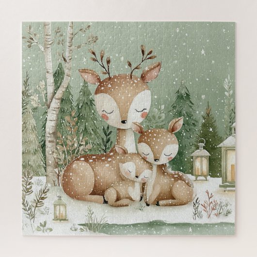 Winter-Waldhirsche Puzzle (Vertikal)