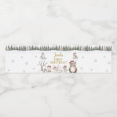 Winter-Waldland Geburtstagsfeier Wasserflasche Wasserflaschenetikett (Einzelnes Label)