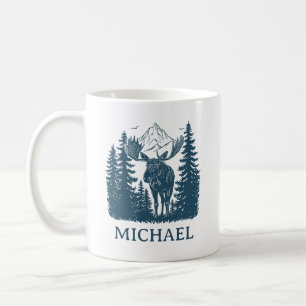 Winter Waldlandschaft Elch Personalisiert Kaffeetasse