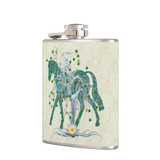 Winter-Waldneues Jahr-Pferd Flachmann (Links)