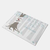 Winter-Waldpersonalisierte Fußmatte - Blau (Schrägansicht)