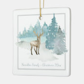 Winter-Waldrotwild-personalisiertes Weihnachten Keramikornament (Links)