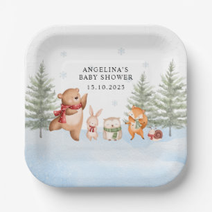Winter-Waldtiere-Baby-Party Pappteller