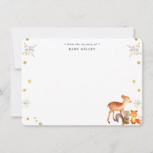 Winter-Waldtiere Baby Personalisierte Karte