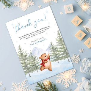 Winter-Waldtiere-Baby-Shower Dankeskarte