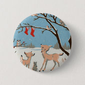 Winter-Waldtiere Button (Vorderseite)