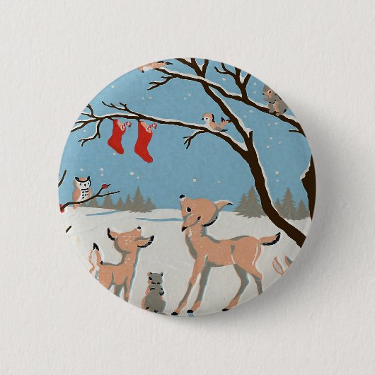 Winter-Waldtiere Button (Vorderseite)