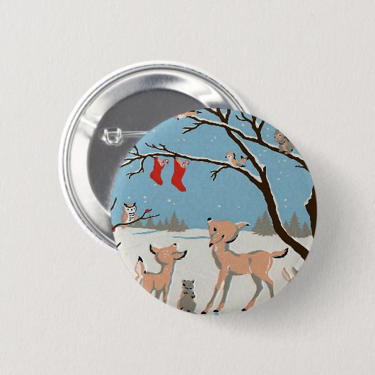 Winter-Waldtiere Button (Vorne & Hinten)
