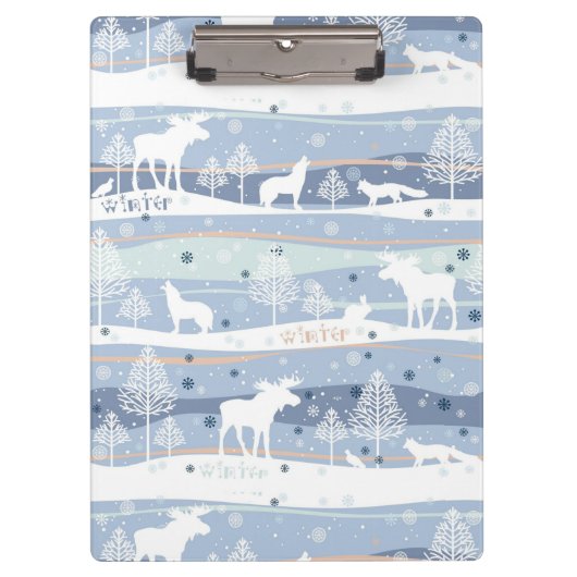 Winter-Waldtiere Klemmbrett (Vorderseite)