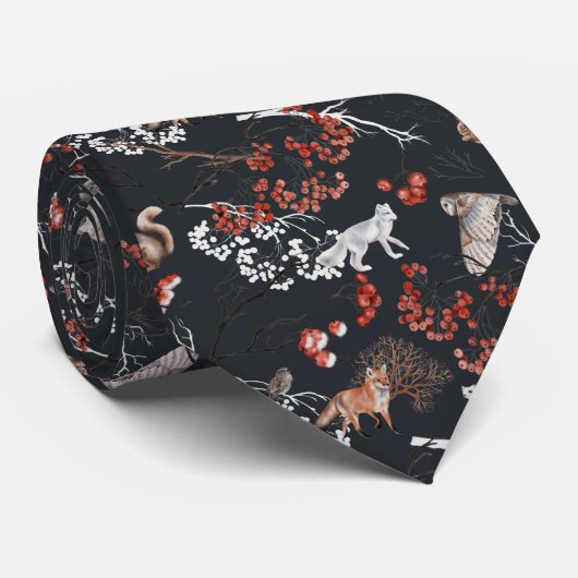 Winter-Waldtiere Weihnachten Krawatte (Gerollt)