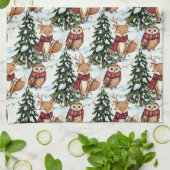Winter-Waldtiere Weihnachtsmuster Geschirrtuch (Gefaltet)