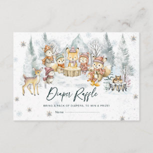 Winter-Waldtiere-Windel-Raffle-Karte Begleitkarte