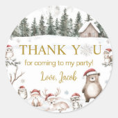 Winter-Waldtiere zum Geburtstag Runder Aufkleber (Vorderseite)