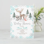 Winter-WaldwaldBaby-Duschen-Einladung Einladung (Stehend Vorderseite)