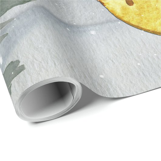 Winter-Waldwaldfreund-Rotwild-Illustration Geschenkpapier (Rolleneckpunkt)