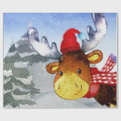 Winter-Waldwaldfreund-Rotwild-Illustration Geschenkpapier (Flach)