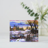 Winter Walk Zuhause Boy Girl & Dog Postkarte (Stehend Vorderseite)