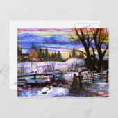 Winter Walk Zuhause Boy Girl & Dog Postkarte (Vorne/Hinten)