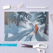 Winter Walk Zuhause, Snowy Lone Fox Seidenpapier (Handwerk)
