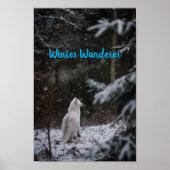 Winter Wander: Weiße Katze im Schnee Poster (Vorne)