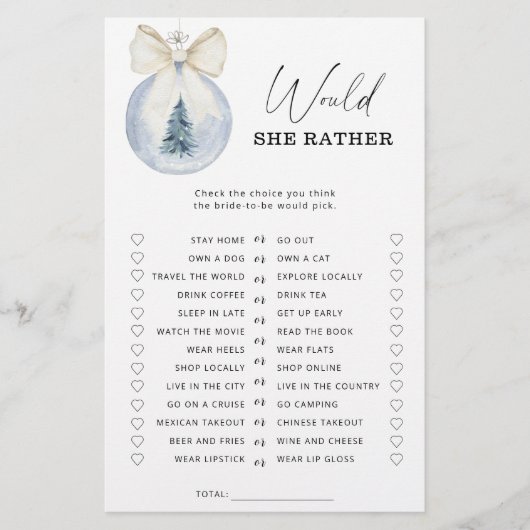 Winter Wäre sie lieber Brautparty (Vorderseite)