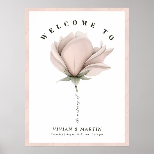 Winter warm Single Big Floral Wedding Willkommen Poster (Vorne)