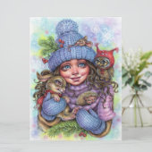 Winter Warmth Art Card Kleine Waldfreunde (Stehend Vorderseite)