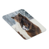 Winter Warmth – Icelandic Horse Watercolor Magnet (Rechte Seite)