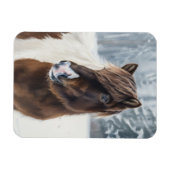 Winter Warmth – Icelandic Horse Watercolor Magnet (Horizontal)